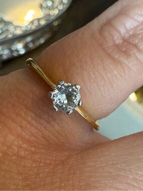 18K High Gold Electroplated Solitaire Ring Size 5